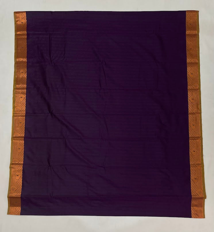 Dark Purple Color Pure Kanchi Silk Zari Border Work Saree In Chandler