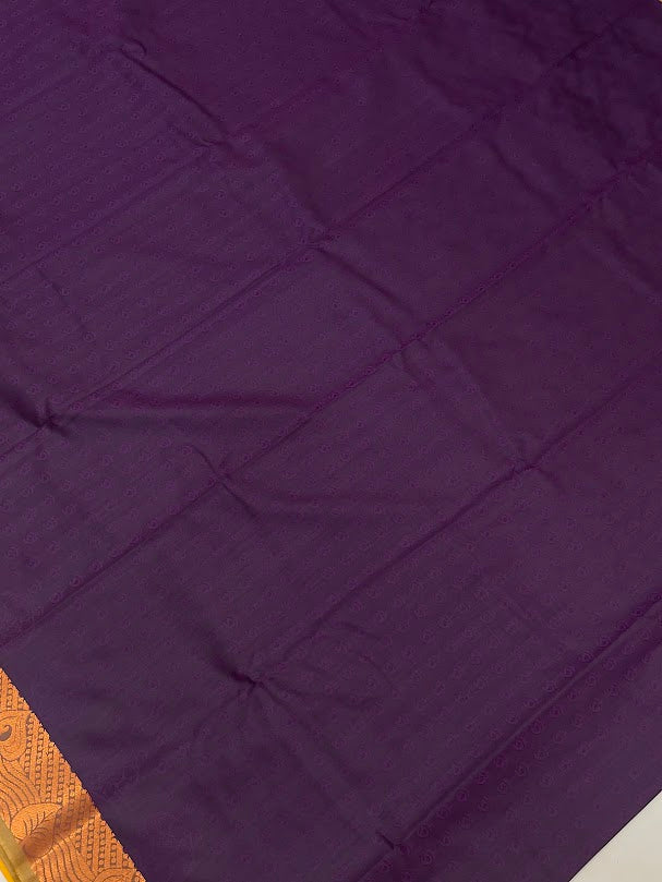 Dark Purple Color Pure Kanchi Silk Zari Border Work Saree In Surprise