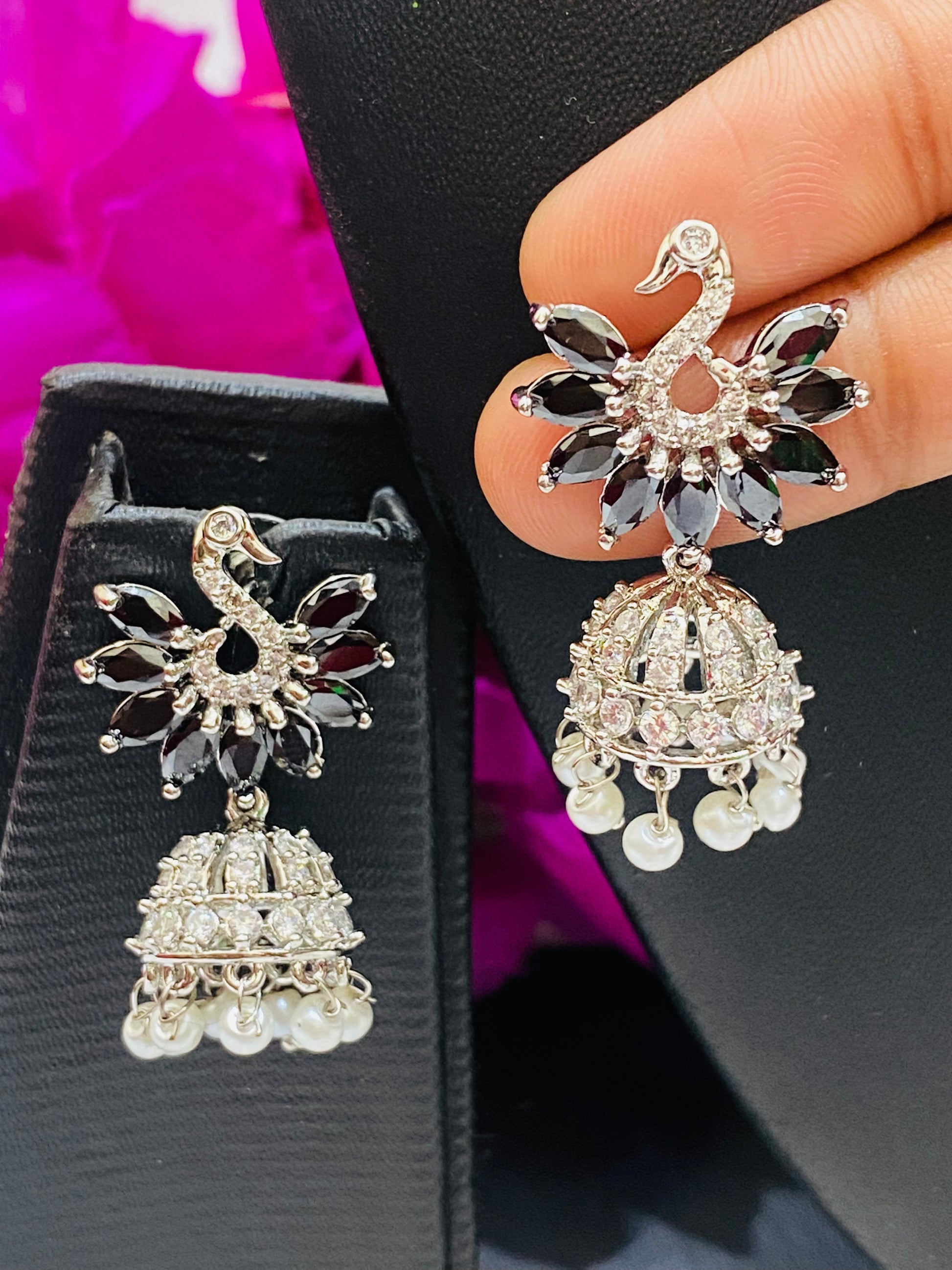 Peacock Design American Diamond Earrings In Phoenix