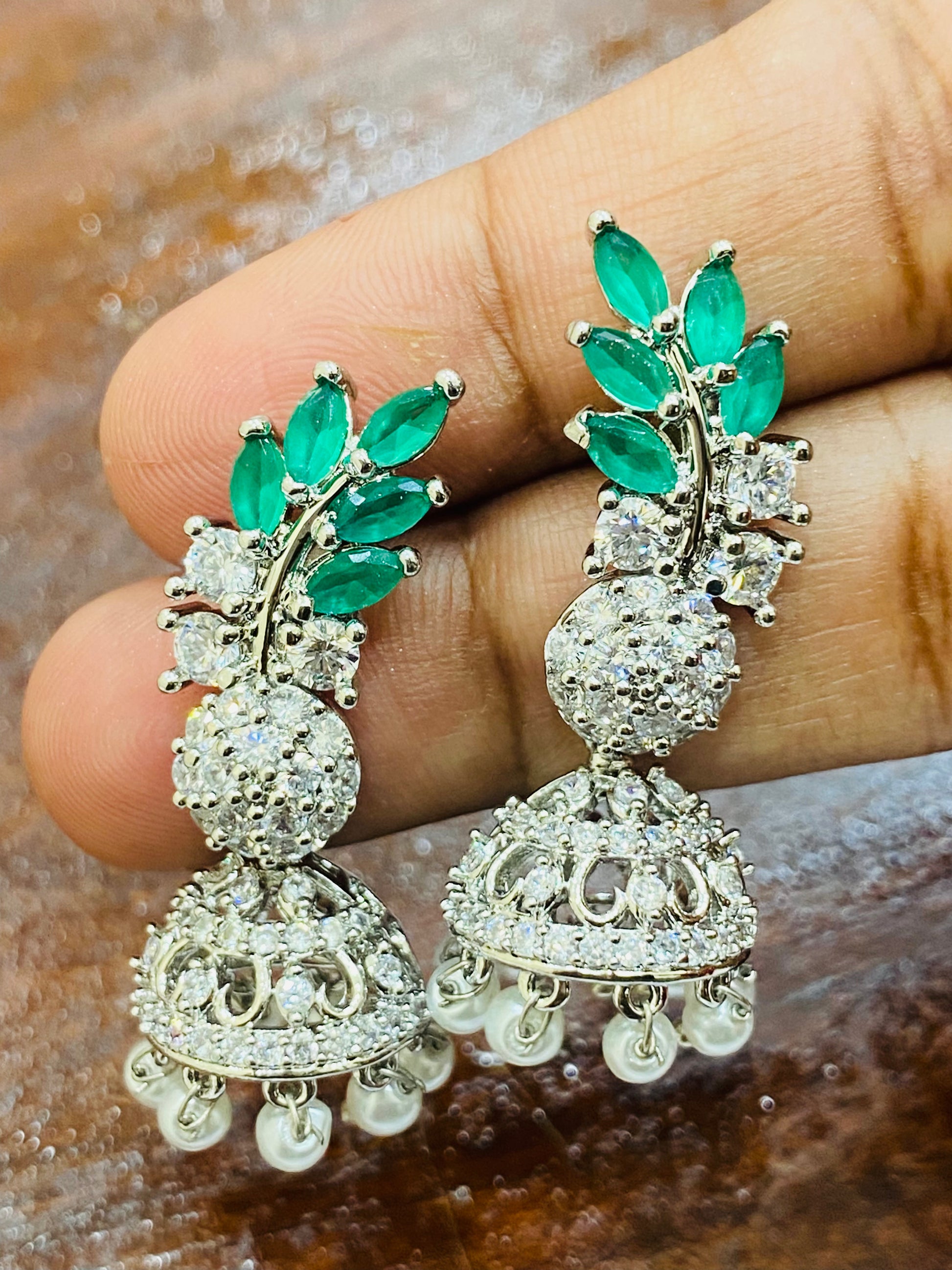 Green Colored Oxidized Jhumka Earrings For Women In Prescott