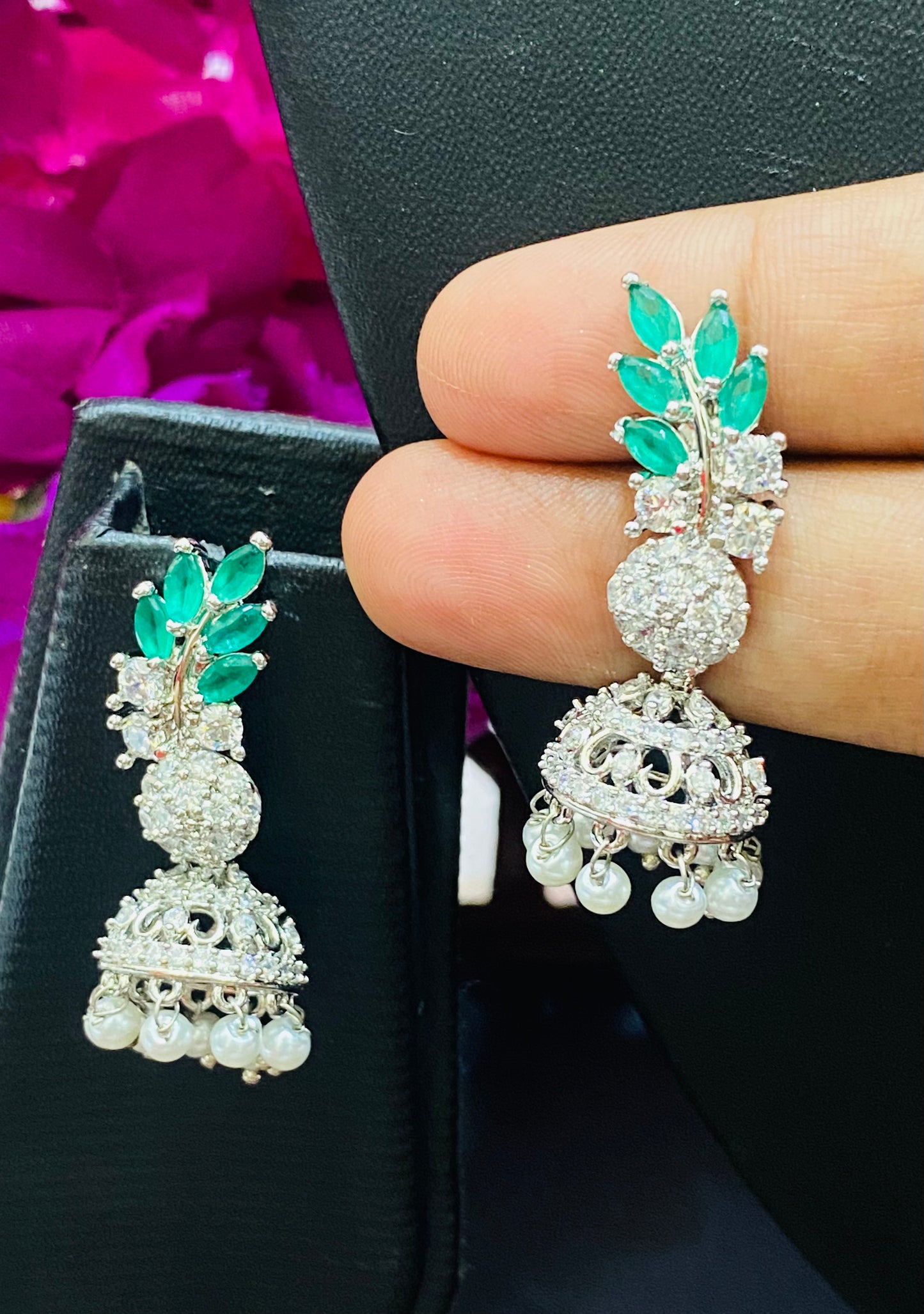 Alluring Green Colored Oxidized Jhumka Earrings For Women Near Me