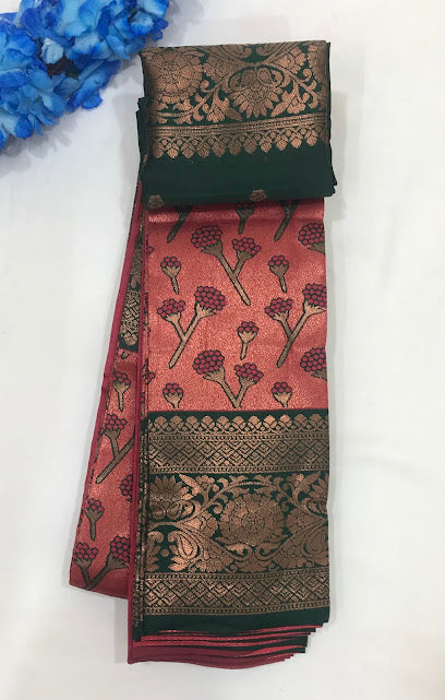 Attractive Pink Color Soft Silk Saree For Women