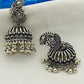 Elegant Traditional Silver Oxidized Designer Peacock Earrings With Beeds In Gilbert