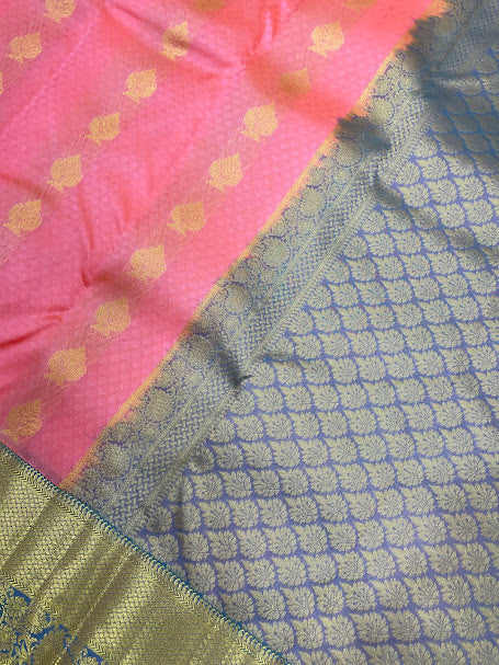 Pink Color Pure Kanchi Silk Gold Zari Work Saree In Phoenix