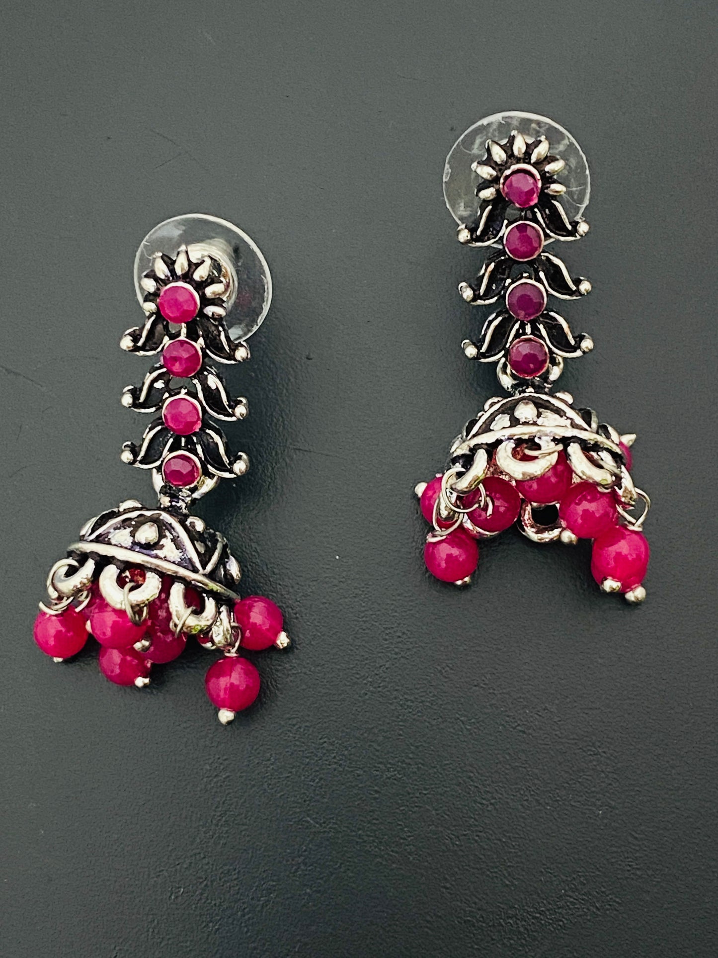 Pretty Oxidized Silver Studded Earrings In Skull Valley