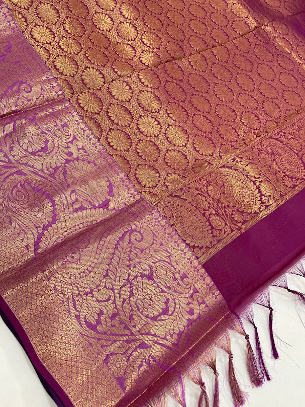 Rama Green Color Pure Kanchi Silk Gold Zari Work Saree