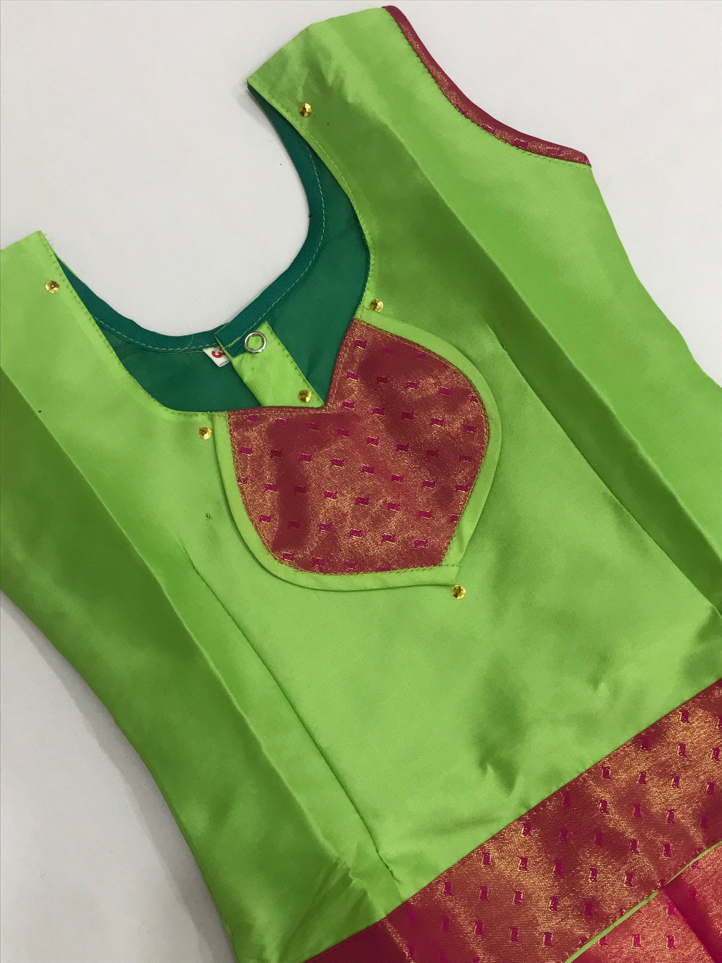 Green Color Silk Langa Set In Surprise