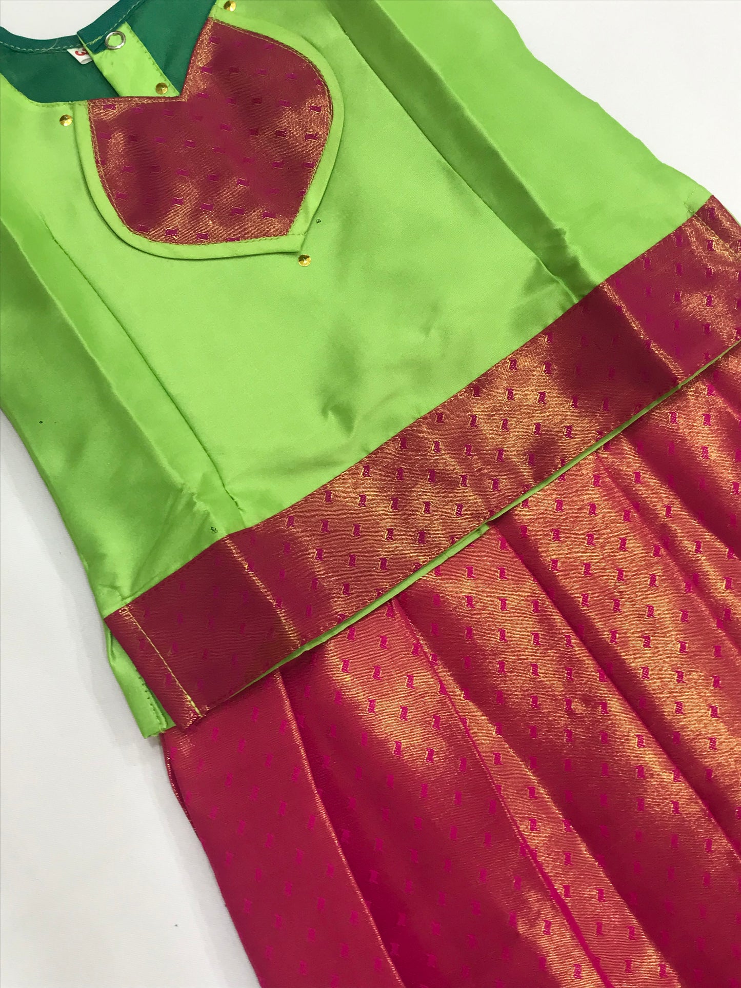 Green Color Silk Langa Set In Yuma
