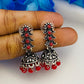 Attractive Oxidized Red Floral Design Stone Dangle Jhumka In ApacheJunction