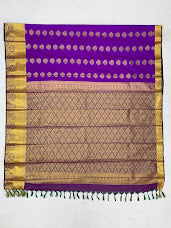 Alluring Violet Color Pure Kanchi Silk Gold Zari Work Saree In Chandler