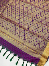 Violet Color Pure Kanchi Silk Gold Zari Work Saree Indian Ethnic Wear