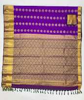 Violet Color Pure Kanchi Silk Gold Zari Work Saree In Suncity