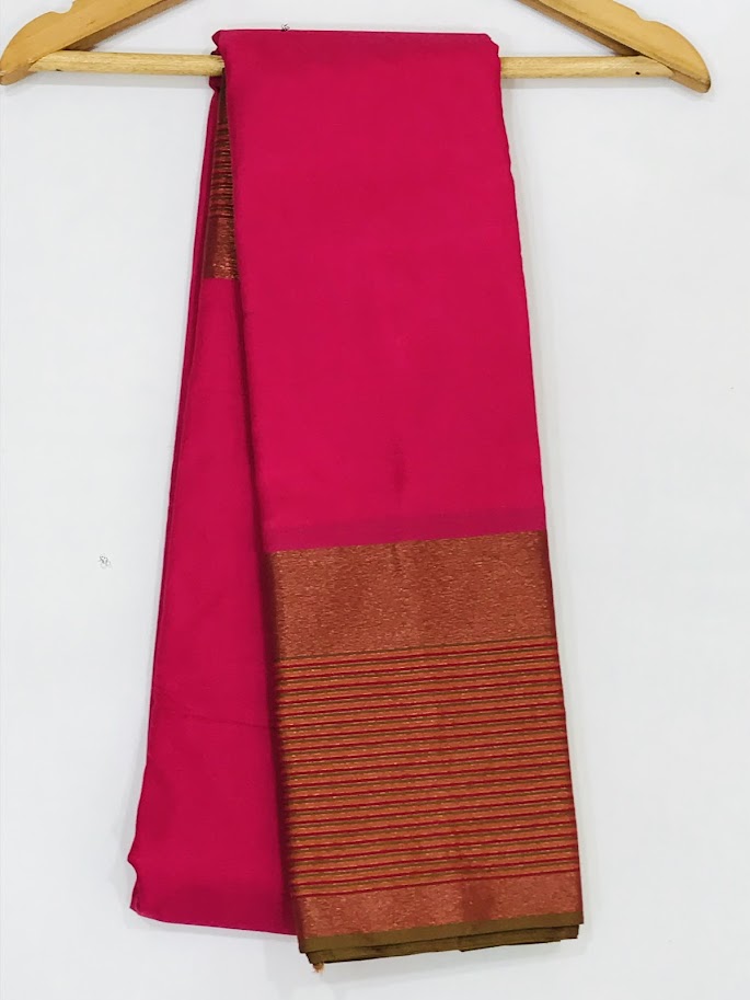 Art Silk Saree With Golden Zari Bordered In Yuma