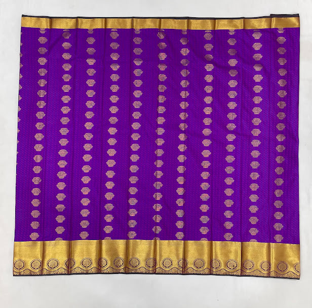 Alluring Violet Color Pure Kanchi Silk Gold Zari Work Saree In Tempe