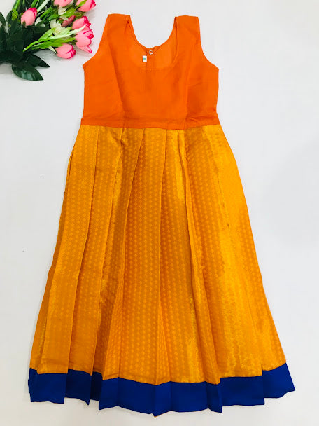 Royal Blue Color Silk Langa Set With Zari Work In Tempe