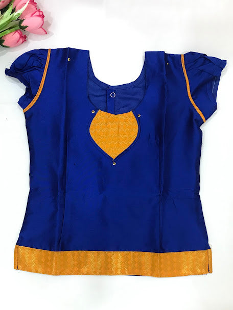 Royal Blue Color Silk Langa Set With Zari Work In Yuma