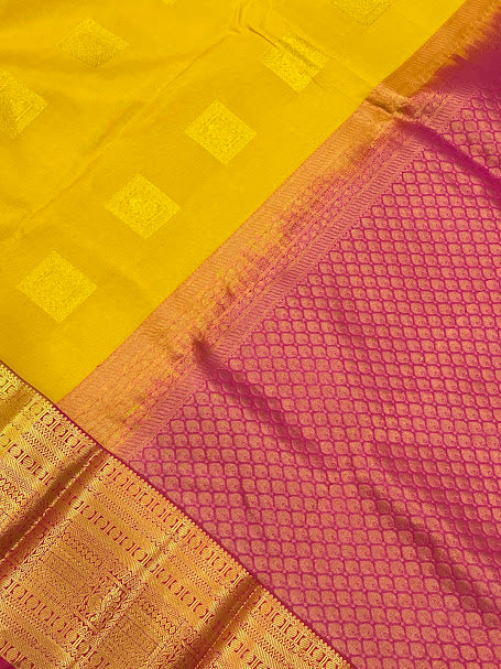 Mustard Yellow Color Pure Kanchi Silk Gold Zari Work Saree In Chandler