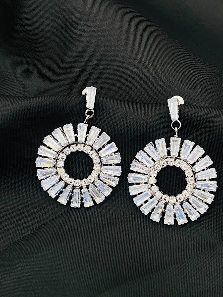 Appealing Oxidized White Stoned Fancy Designer Earrings