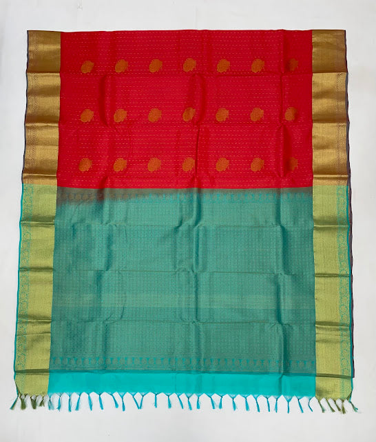 Beautiful Red Color Pure Kanchi Silk With Gold Zari Work Saree In Yuma