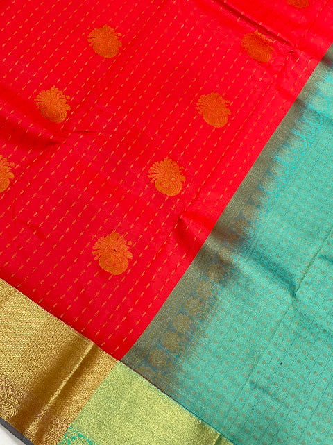 Red Color Pure Kanchi Silk With Gold Zari Work Saree In Suncity