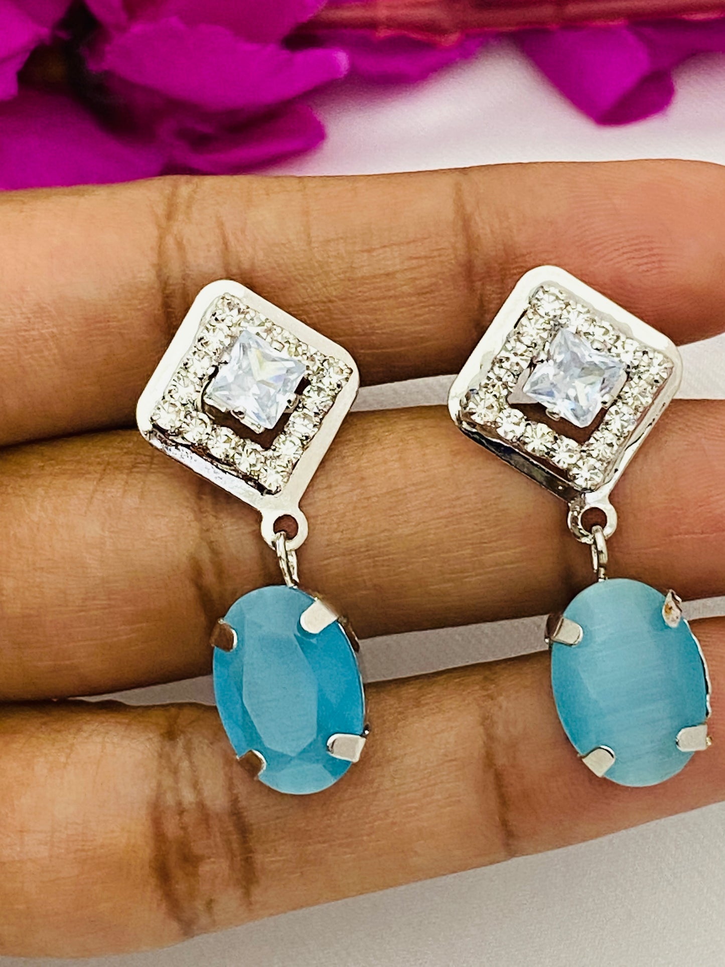 Blue Color Droplet Fancy Earring In Happy Jack