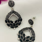 Indian Traditional Wear Earrings With Black Stones In USA