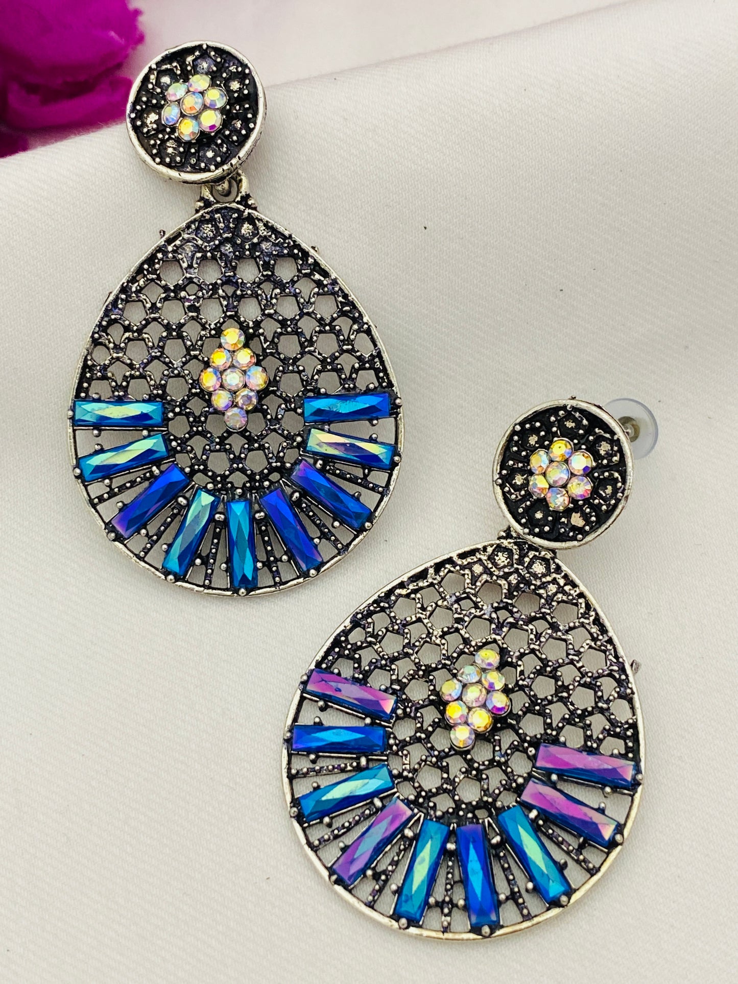 Gorgeous Oxidized Earrings With Stones In USA