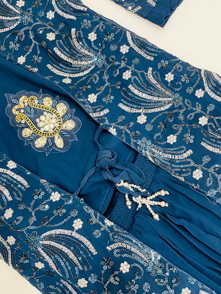 Teal Blue Color Palazzo Suits In Surprise