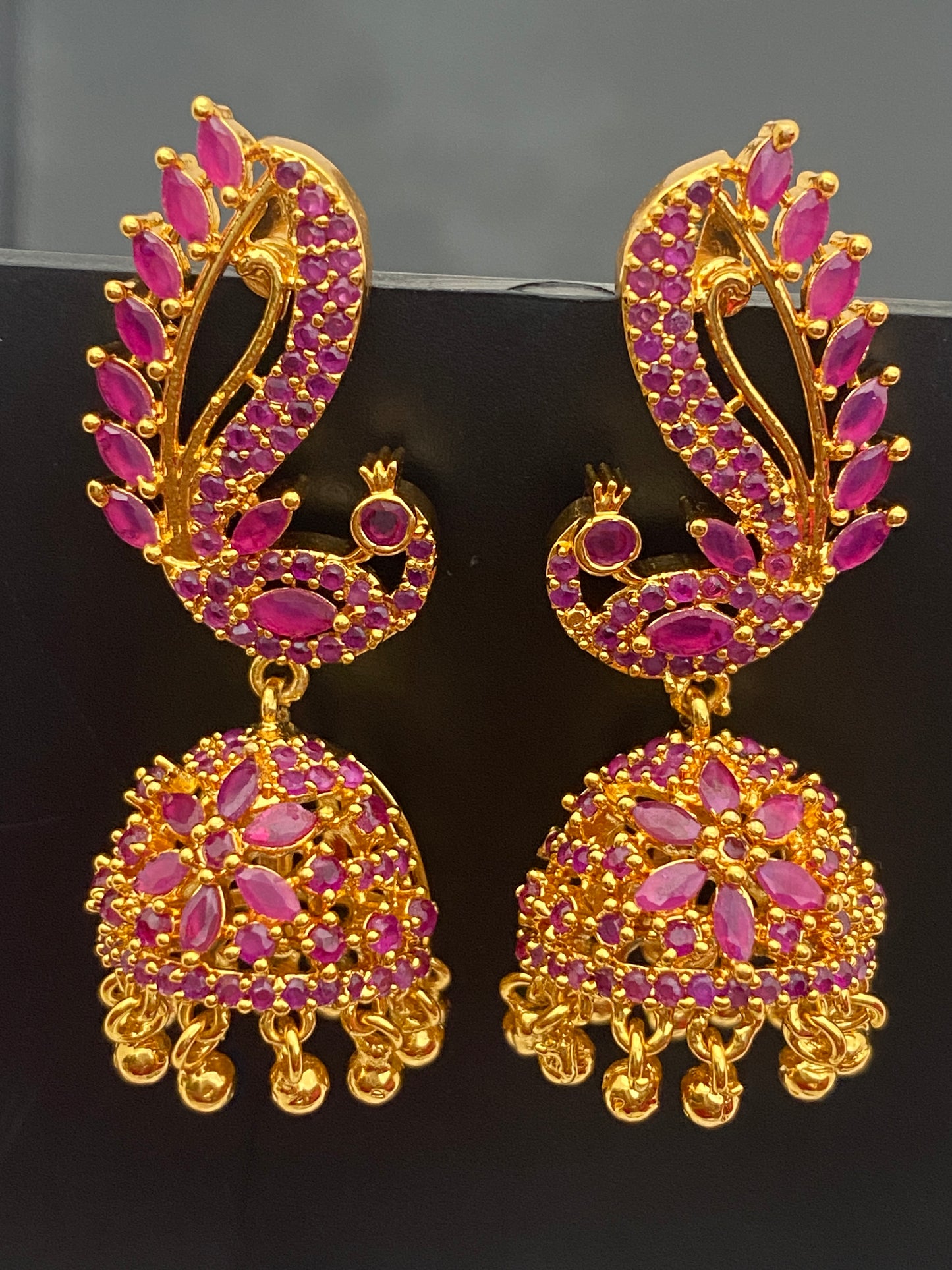 Attractive Golden Dancing Peacock Jhumka Near Me