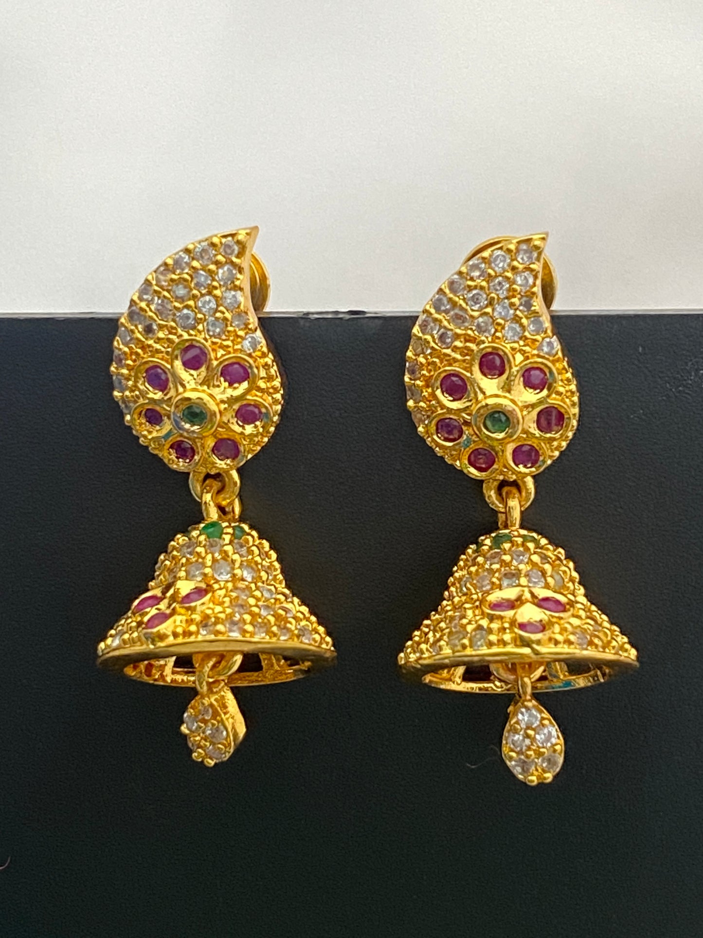 Gold Plated CZ Stoned Jhumka Earrings In Kingman