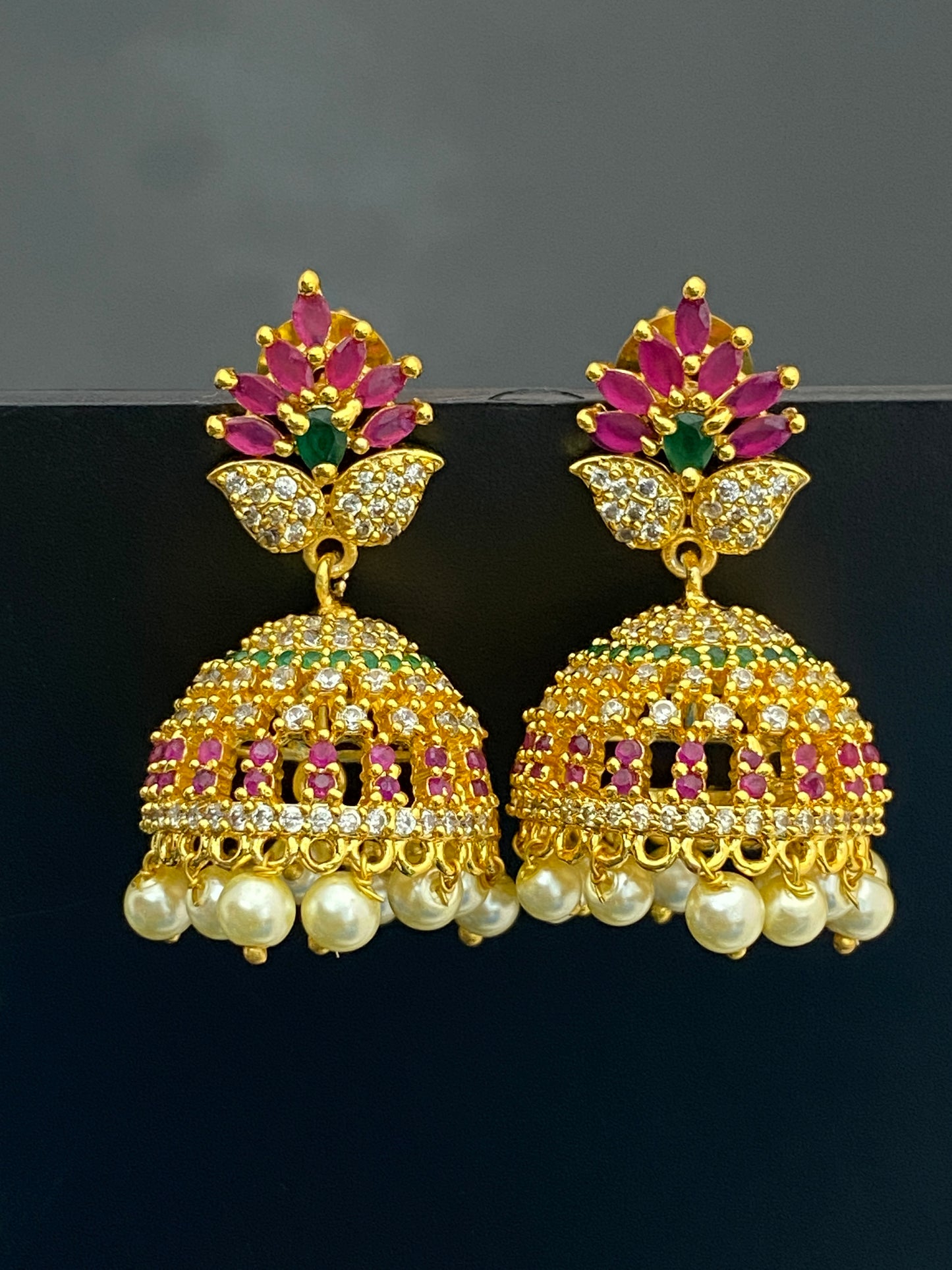 Alluring Gold Plated CZ Premium Jhumka Earrings For Women