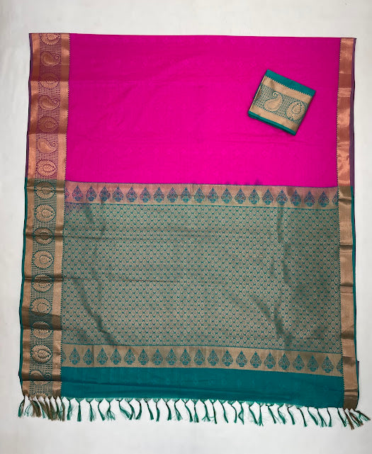 Beautiful Pink Color Soft Silk Saree With Zari Work For Women In Mesa