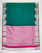 Green Color Soft Silk Saree With Silver Zari Work In Mesa