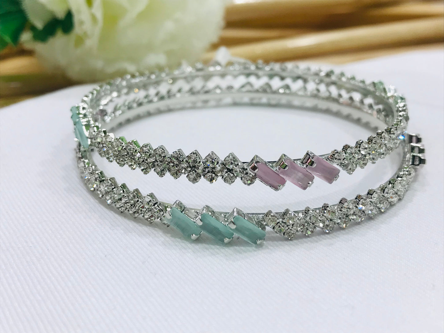 American Diamond Silver Plated Bangles Near Me