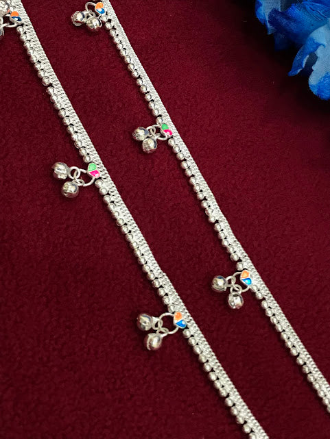 Beautiful Shimmering Silver Color Anklets With Stones And Beads Near Me