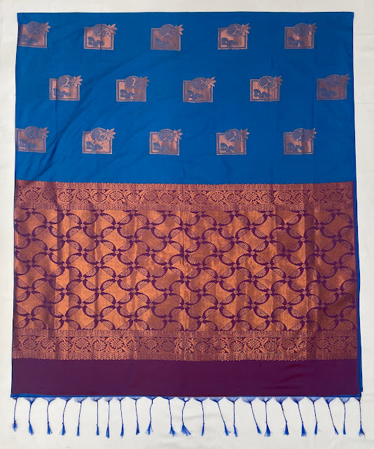 Alluring Blue Color Soft Silk Saree With Contrast Rich Pallu For Women