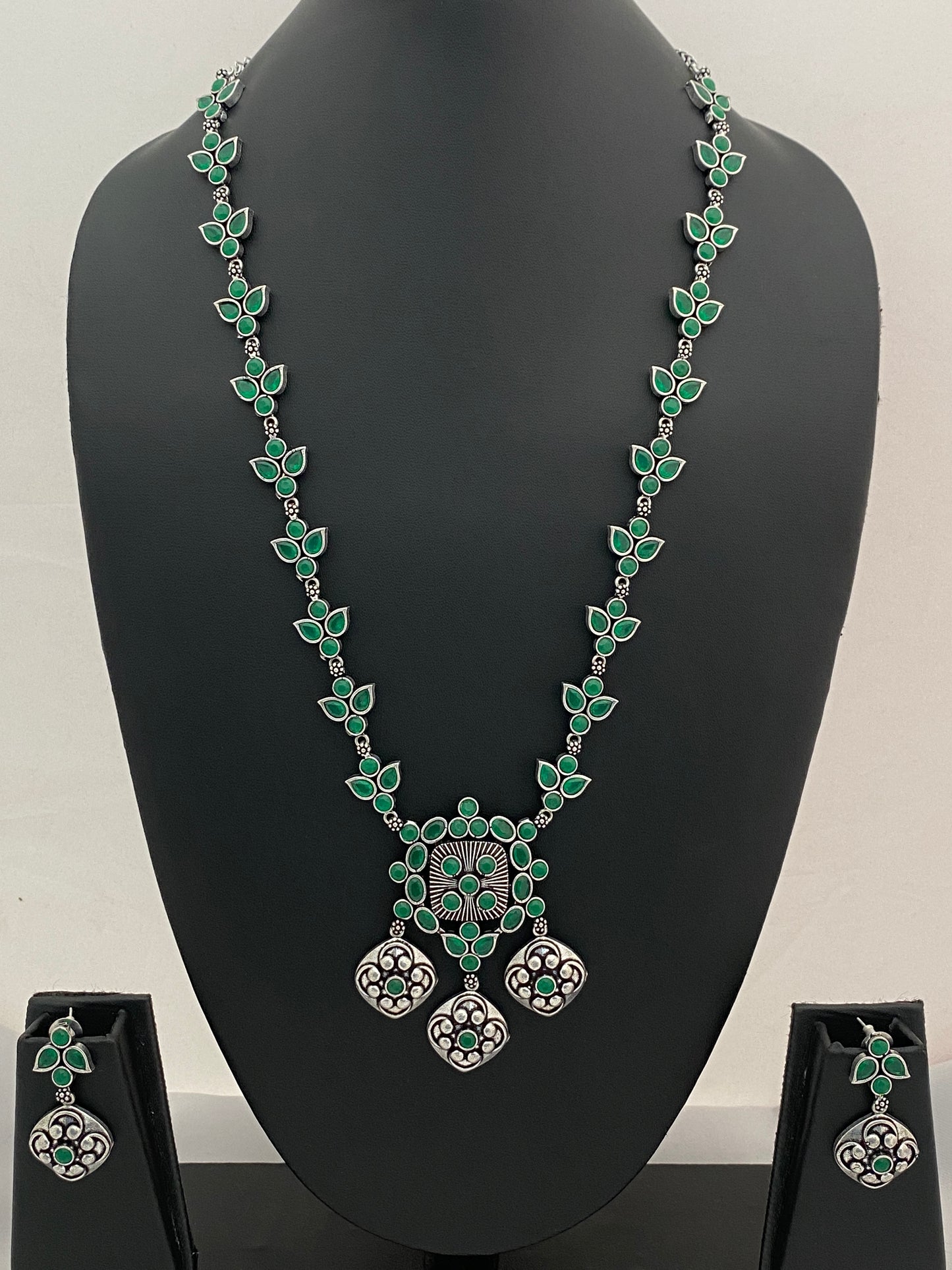 Designer Oxidized Necklace Set With Matching Earrings In Casa Grande