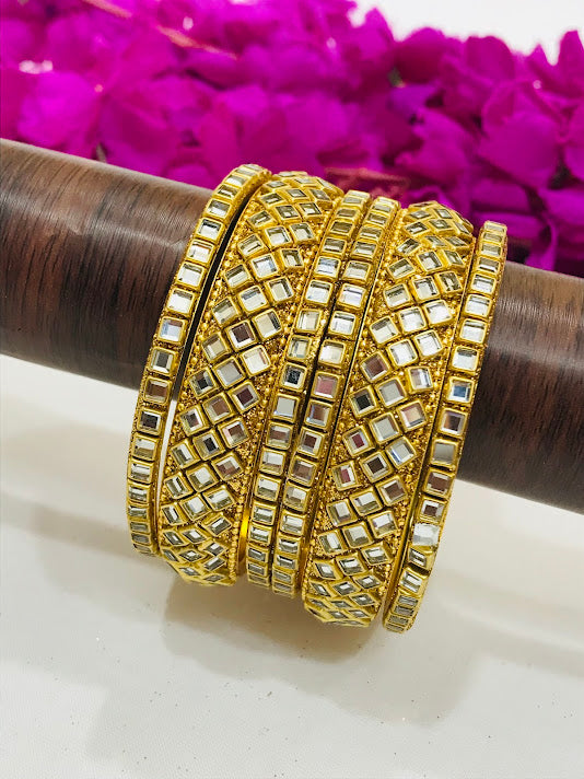 White Stoned Metal Bangles In Yuma