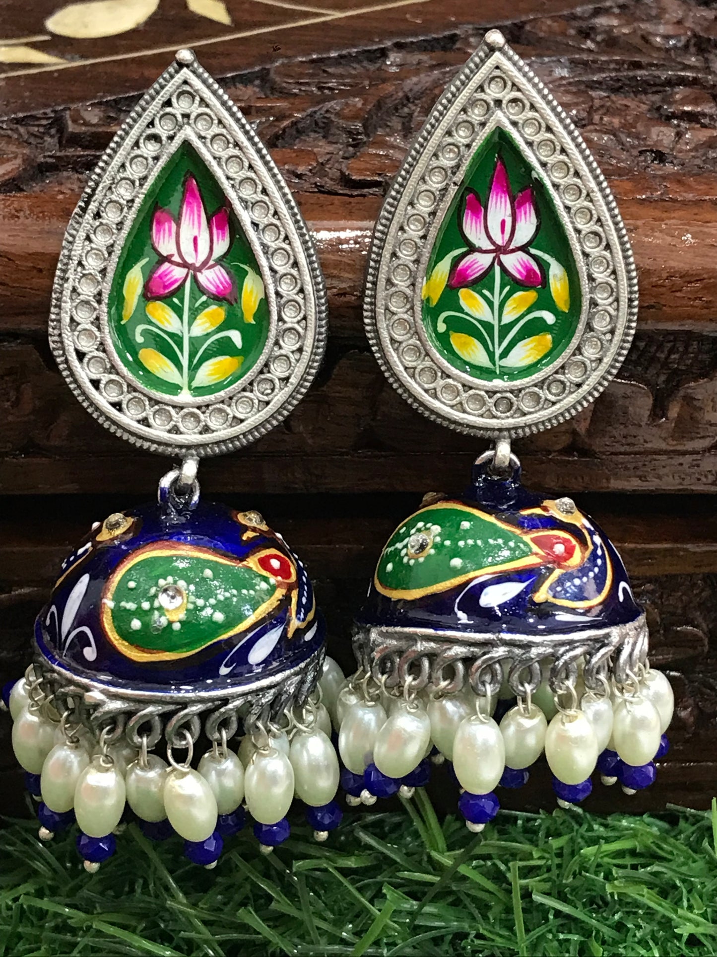 Silver Plated Oxidized Jhumka Earrings in Glendale