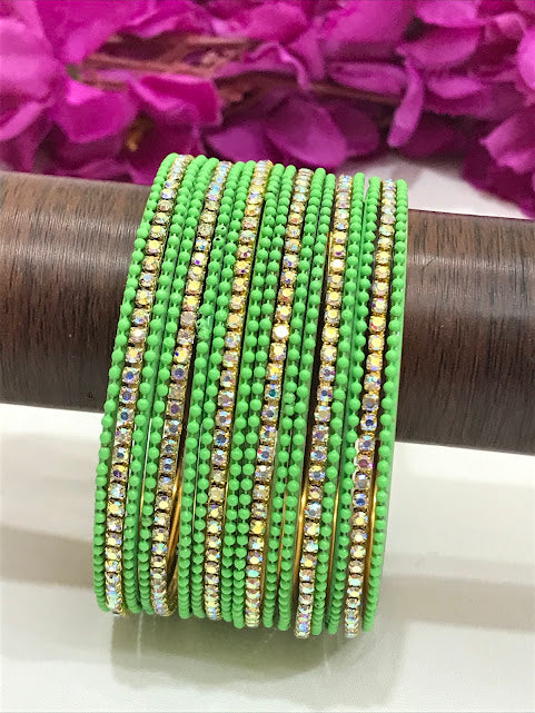 Green Color Gold Plated Metal Bangles In USA