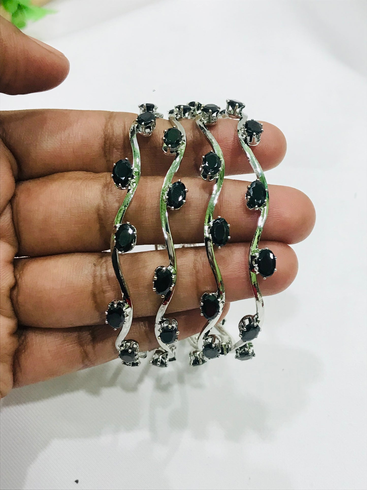 Silver Plated Oxidized Bangles in Yuma