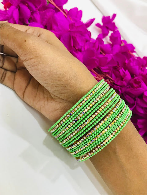 Alluring Green Color Gold Plated Metal Bangles In Arizona