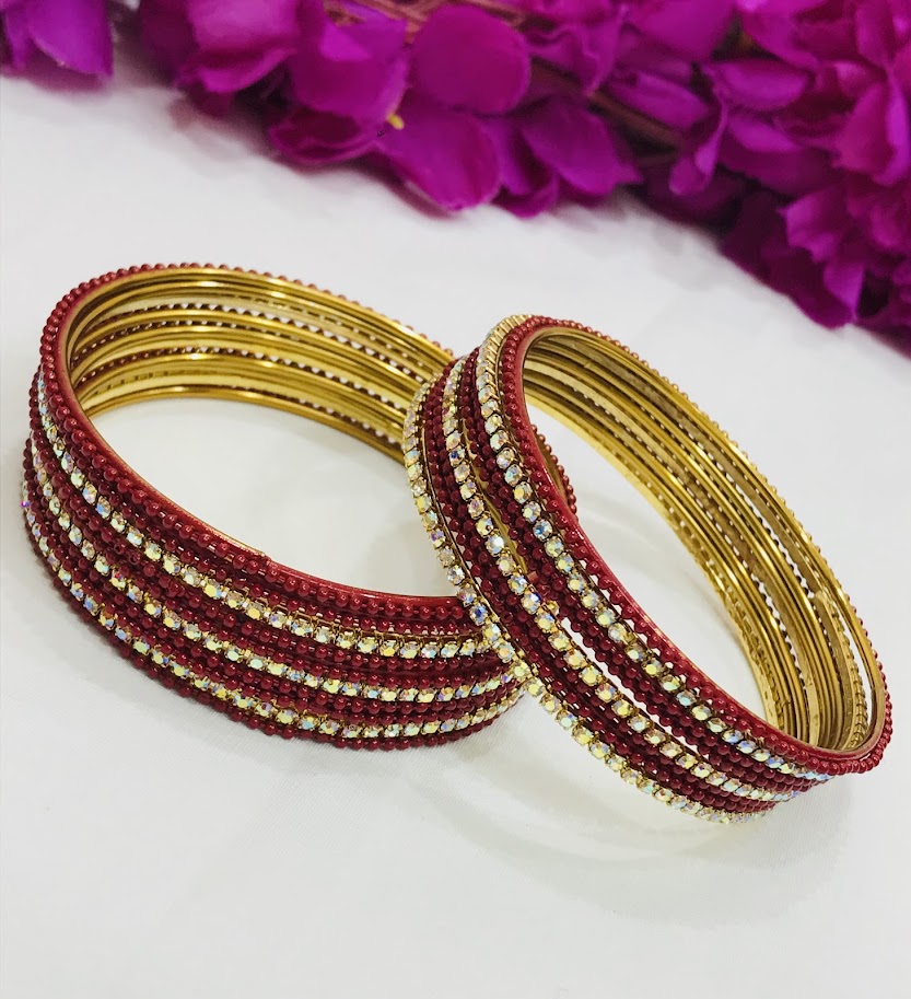 Red Color Stone Design Bangles Near Me