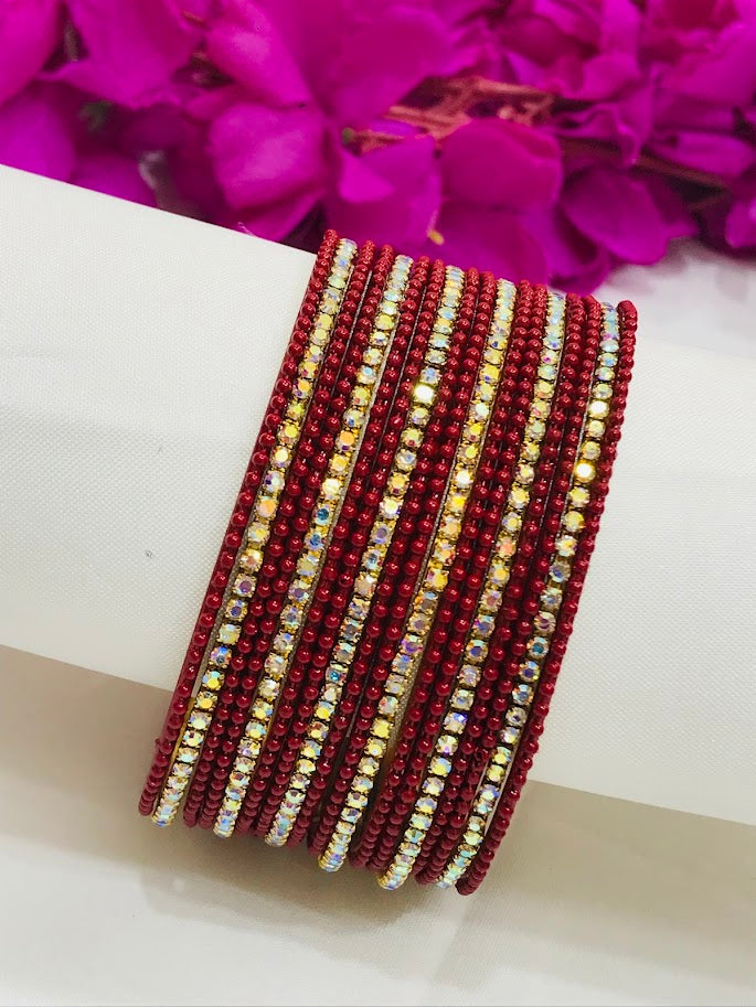 Alluring Red Color Stone Design Bangles In Yuma