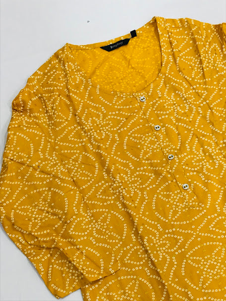 Awesome Yellow Colored Floral Designed Kurti In Tuson