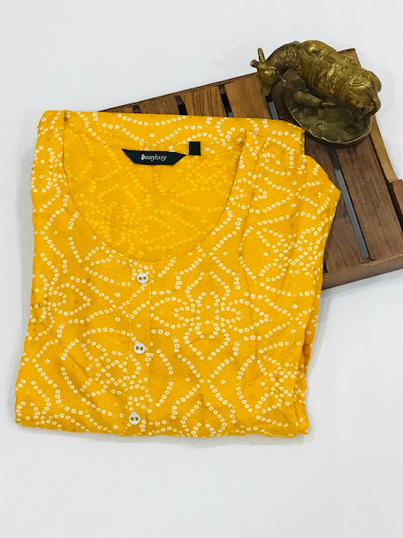 Yellow Colored Floral Designed Kurti For Women In USA