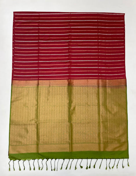 Maroon Color Zari Work Soft Silk Saree With Contrast Pallu In Suncity