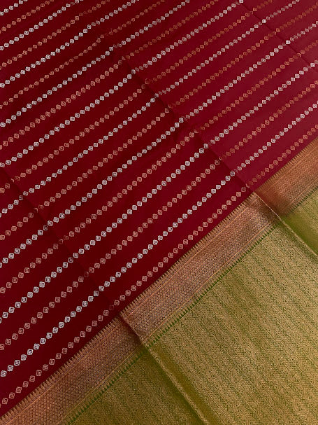 Maroon Color Zari Work Soft Silk Saree With Contrast Pallu In Sedona