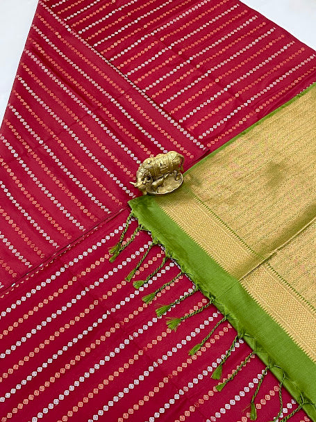 Maroon Color Zari Work Soft Silk Saree In Mesa