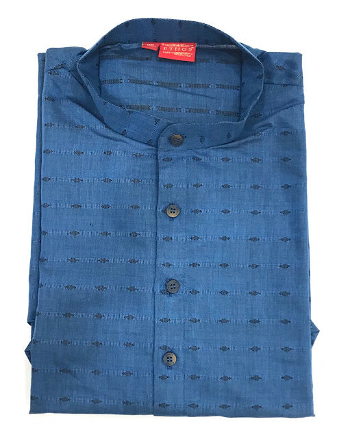 Appealing Designer Blue Colored Full Selves Cotton Kurta For Men
